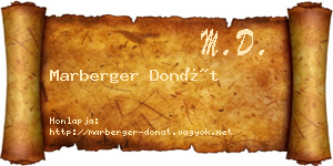 Marberger Donát névjegykártya